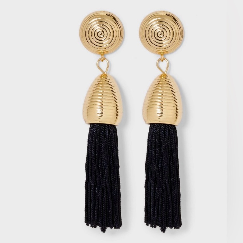 NWT Baublebar Sugarfix Black Tassel Earrings.